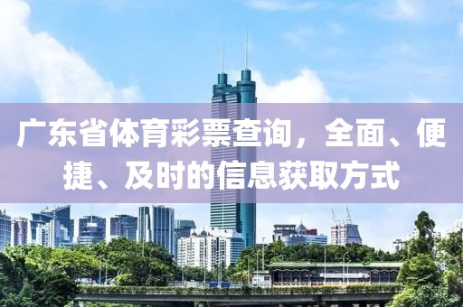 广东省体育彩票查询，全面、便捷、及时的信息获取方式