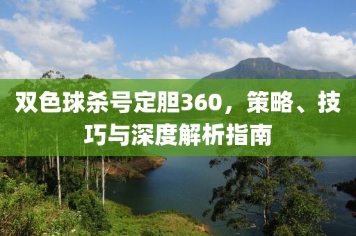 双色球杀号定胆360，策略、技巧与深度解析指南